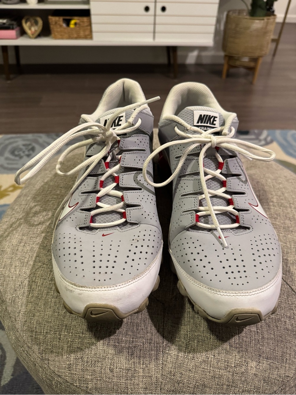Nike Reax Light Gray and Red Men’s Athletic Sneakers